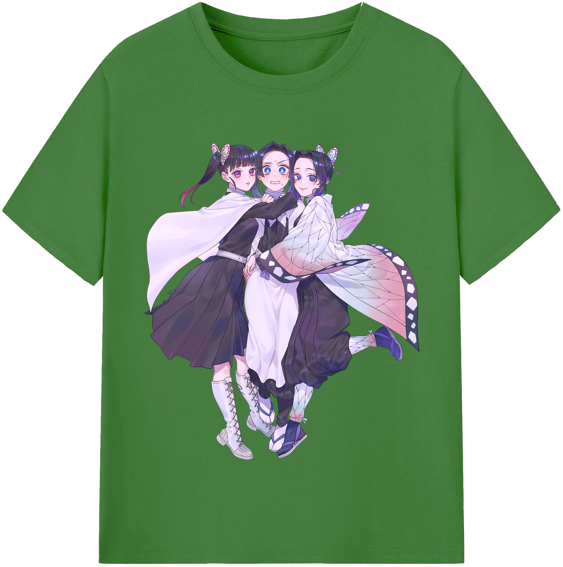 （画像用） 鬼滅の刃（きめつのやいば）蟲柱-胡蝶 しのぶ／こちょう しのぶ Kochou Shinobu レディースカジュアルプリントTシャツ（綿100％）